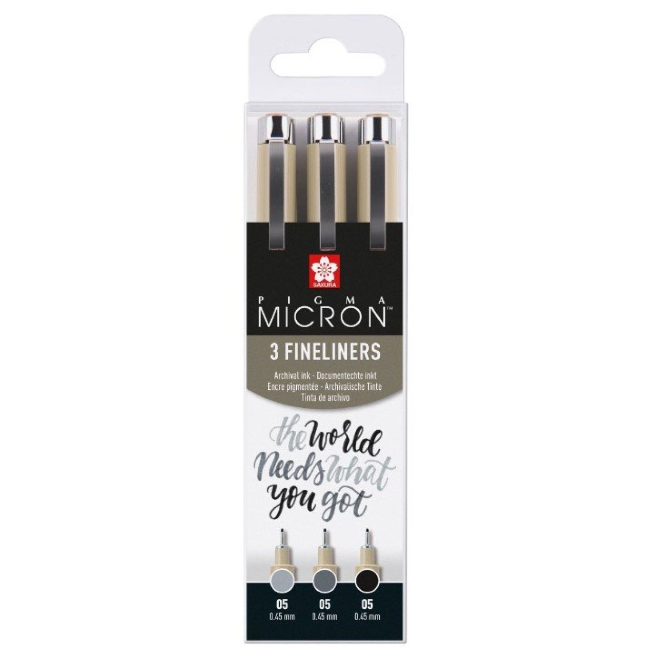 Sakura Micron 05 fineliner set | 3 pennen, zwart grijs - Verfze